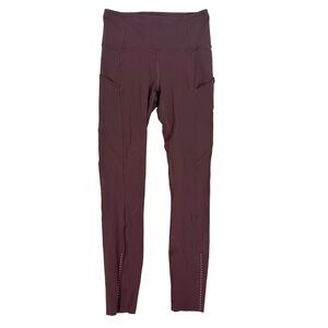 LULULEMON Fast Free 7/8 Tight II Nulux 25” Size 4 Purple/Red Running EUC B11